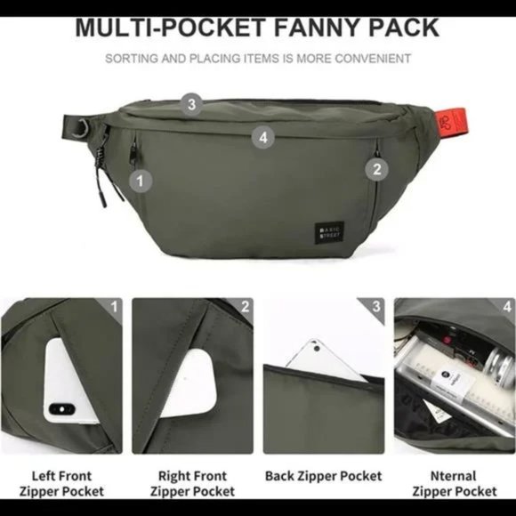 New Large Crossbody Fanny Pack for Women Men,Green - Picture 4 of 8